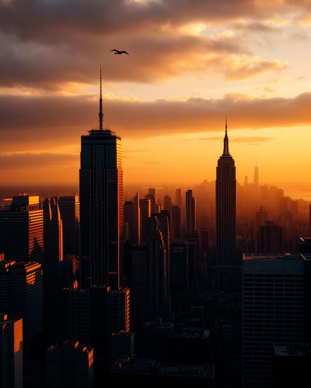 United States skyline at golden hour